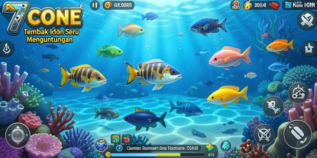 Gameplay seru Tembak Ikan dengan berbagai pilihan senjata dan ikannya.