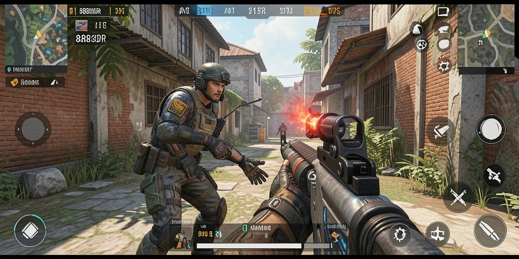 Tampak seru dalam aksi pertempuran FPS 888IDR.