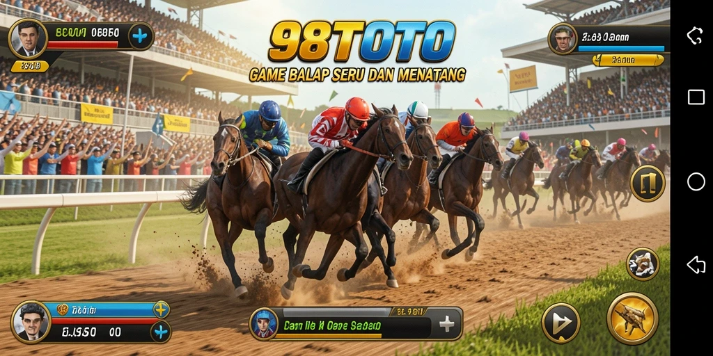 Screenshot gameplay 98TOTO menampilkan momen balapan mendebarkan.