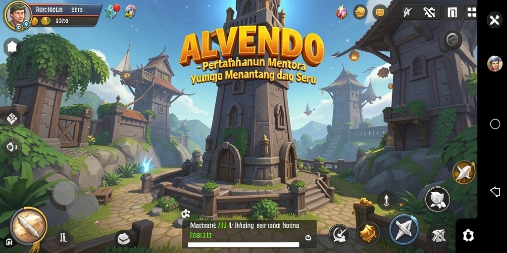 Tampilan gameplay menakjubkan dari ALVENDO dalam pertahanan menara.