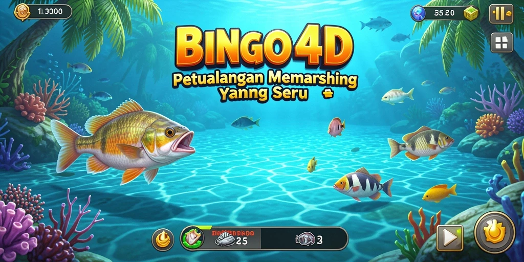 Screenshot gameplay BINGO4D menampilkan aksi seru memancing dengan grafis menawan.