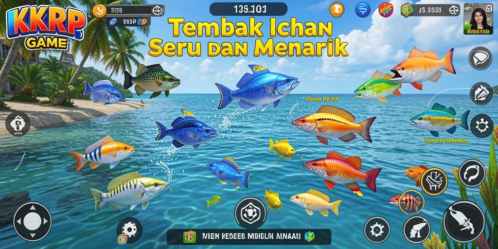 Tampilan gameplay KKRP yang menarik saat berburu ikan.