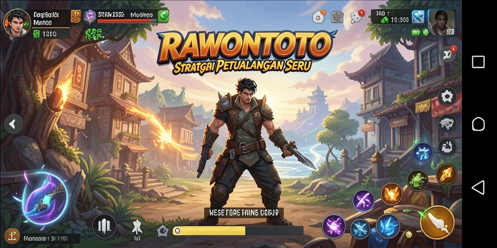Menampilkan aksi seru dalam gameplay strategi RAWONTOTO.