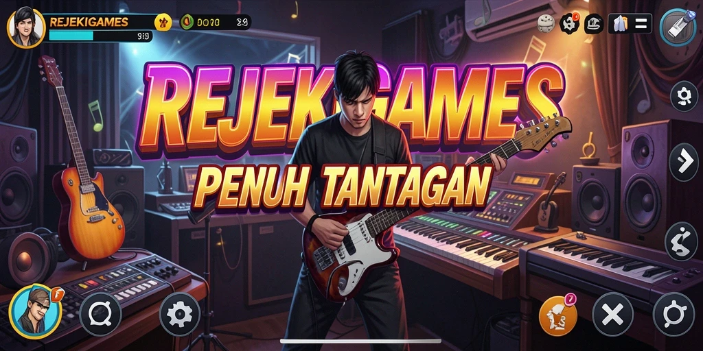 Screenshot gameplay REJEKIGAMES menampilkan pengguna menyanyi dengan penuh semangat.