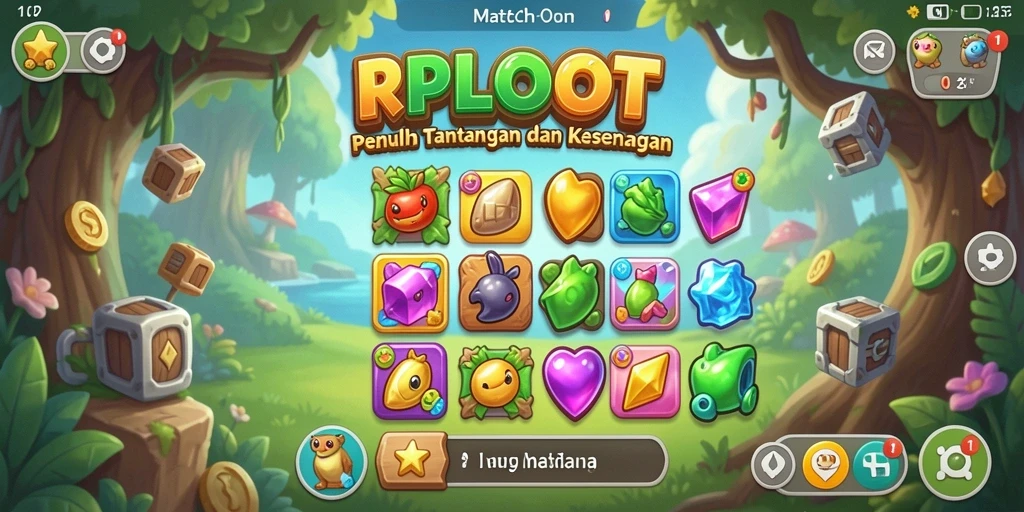 Tampilan gameplay seru RPLOOT dengan elemen Match-3 yang menantang.