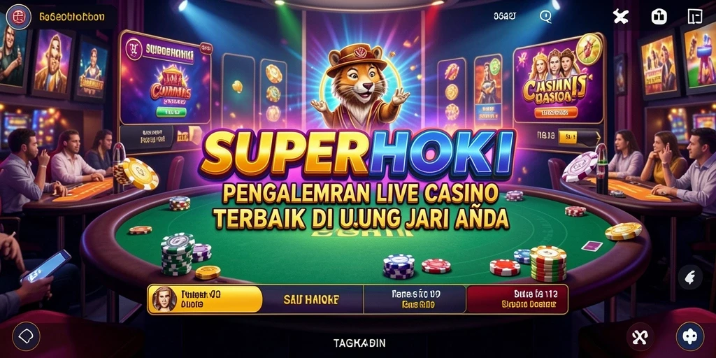 Screenshot dari gameplay SUPERHOKI menunjukkan suasana Live Casino yang menarik.