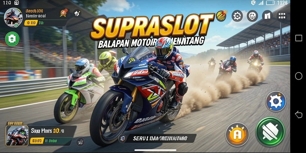 Tampilan gameplay balapan motor yang seru dan cepat.